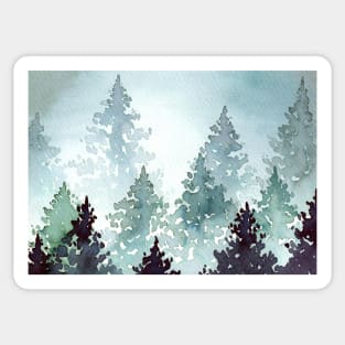 Misty Grey Watercolor Trees Sticker